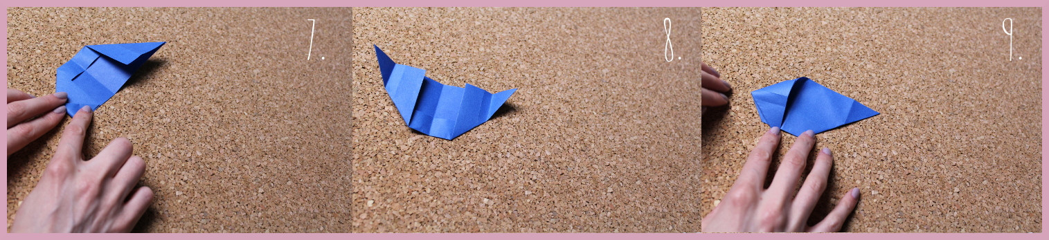 Origami Segelschiff Anleitung Schritt 7-9