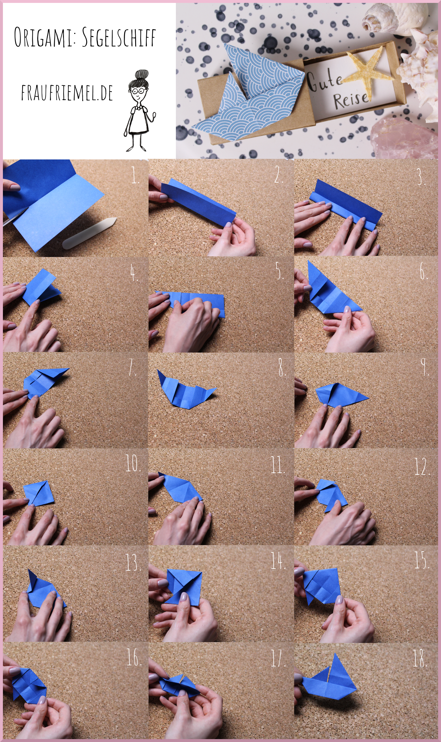 Origami Segelschiff Schritt-für-Schritt-Anleitung von frau friemel