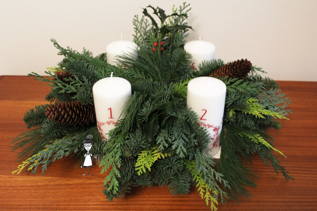 Adventsgesteck mit frau friemel Adventsgesteck mit frau friemel