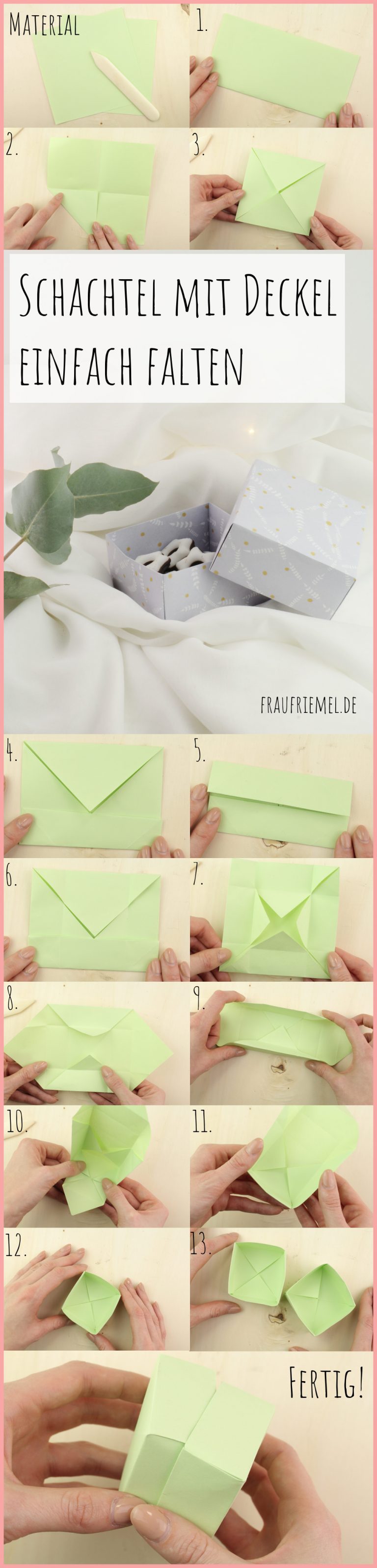 Origami Schachtel mit Deckel falten einfach & schön frau friemel