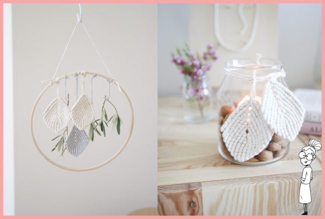 Makramee Blatt knoten als Herbstdeko Makramee Blatt knoten als Herbstdeko