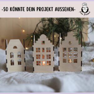 Gelaserte Häuschen aus Holz