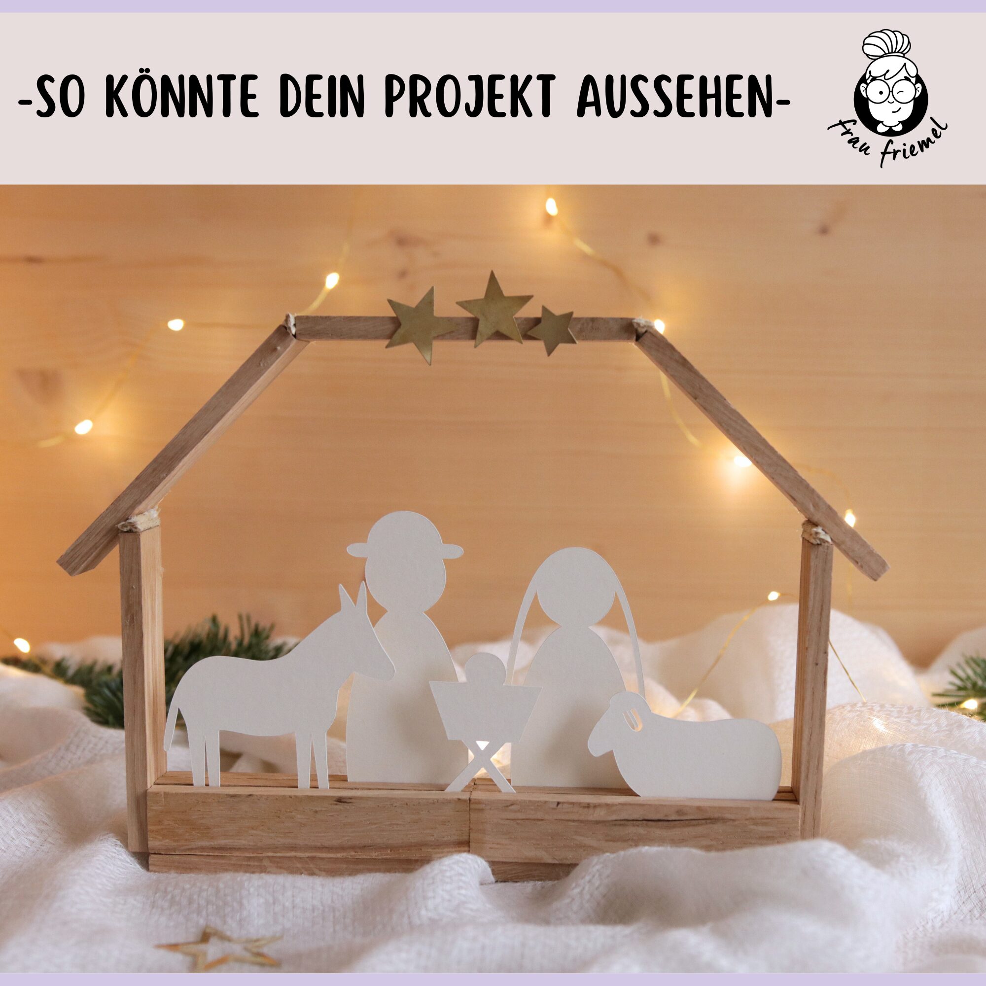 Plotterdatei Krippefiguren in Krippe aus Klötzchen