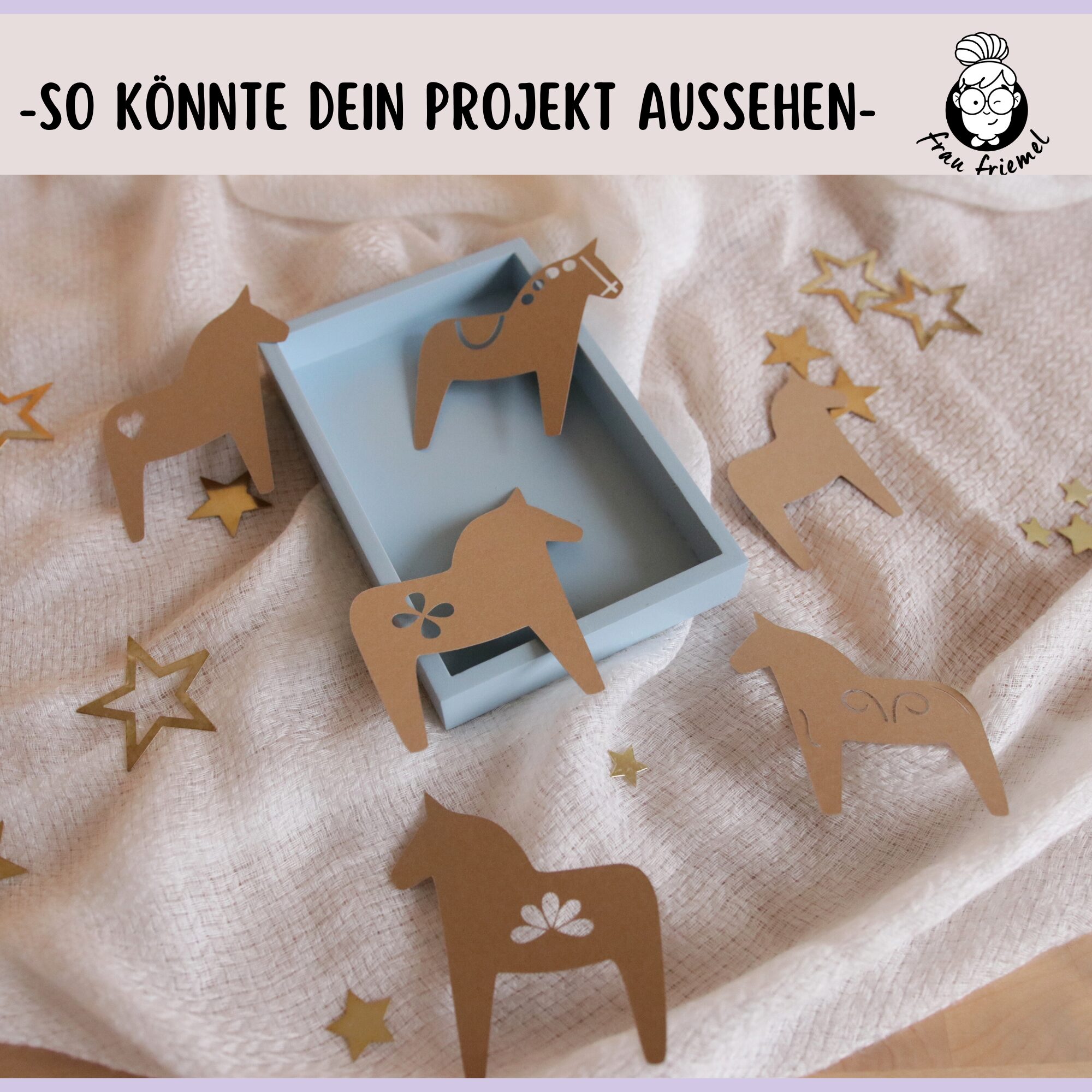 Plotterdatei Dahlapferde als Geschenkanhänger