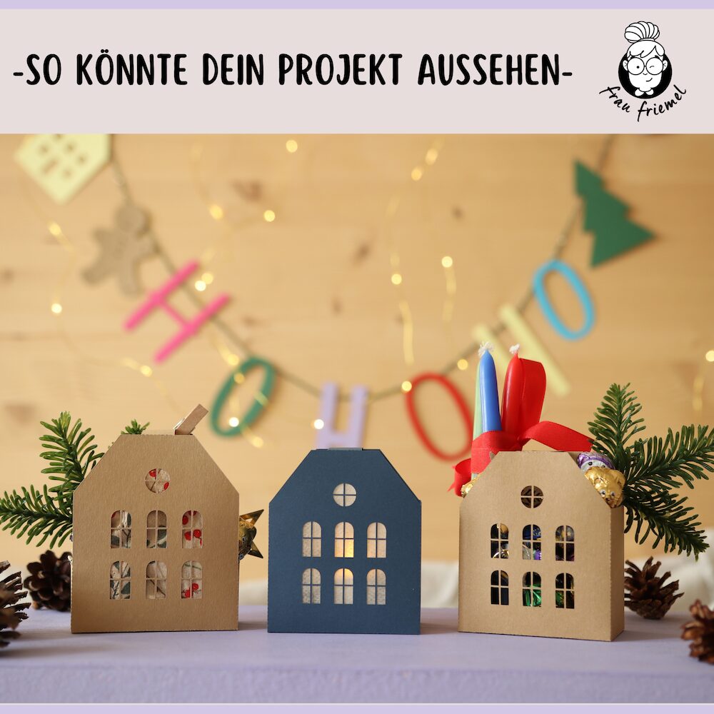 Plotterdatei Häuschenschachtel aus Tonkarton geplottet