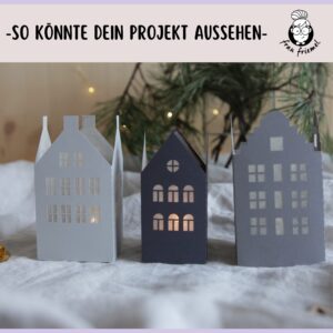 Plotterdatei Häuschenlaterne aus Tonpapier ausgeplottet