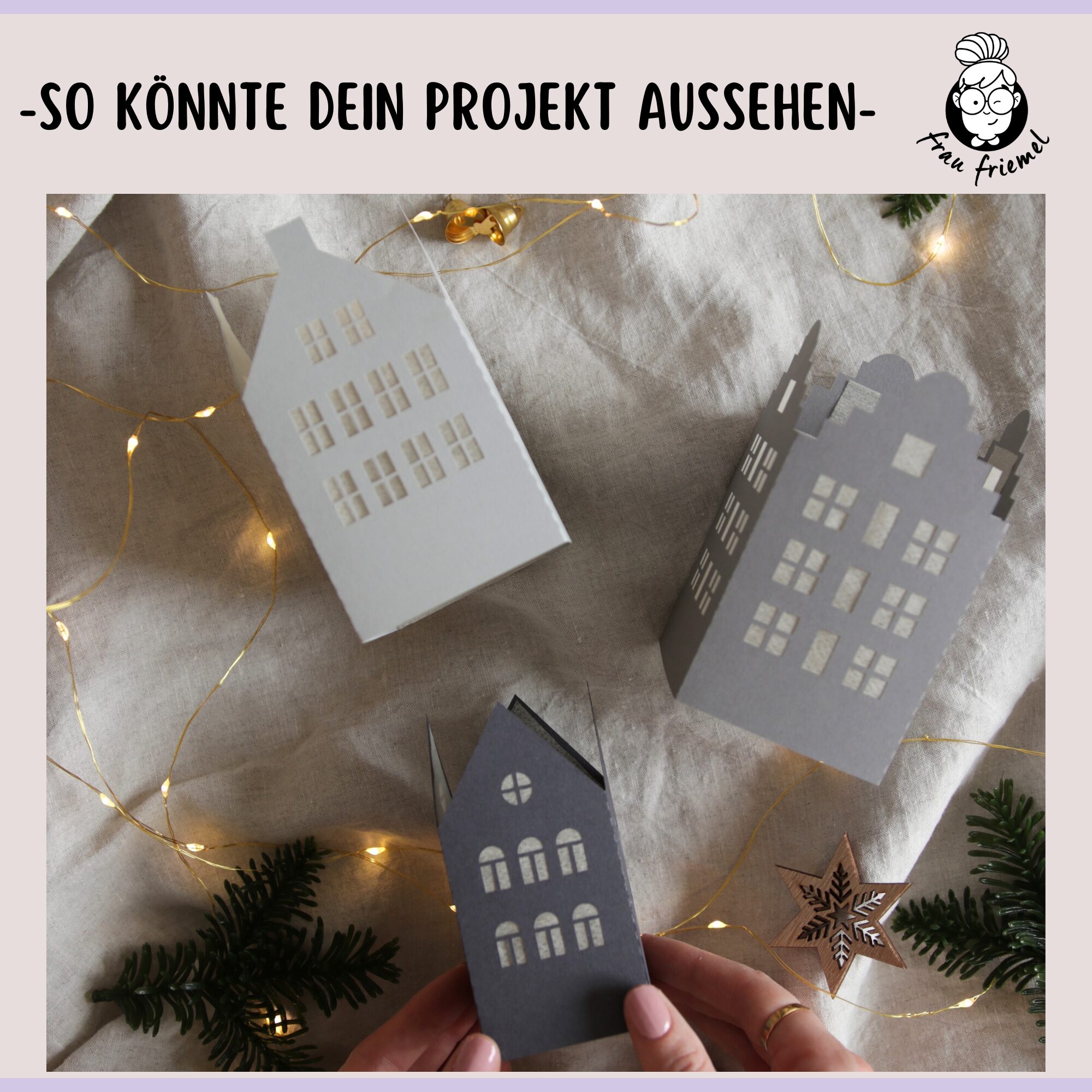 Plotterdatei Häuschenlaterne aus Tonpapier ausgeplottet