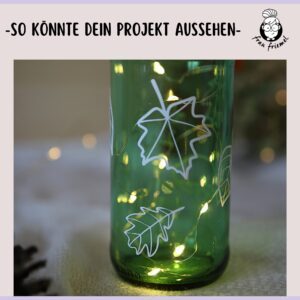 Plotterdatei Herbstblätter auf Glasflasche