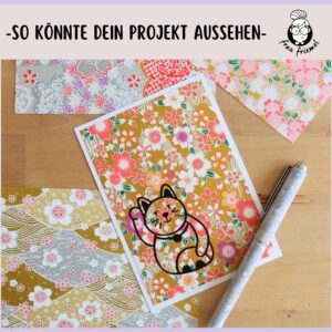 Plotterdatei Glückskatze auf Karte