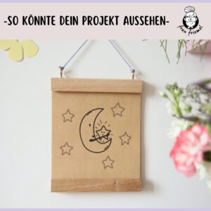 Plotterdatei Mond mit Sternen als Wandbild