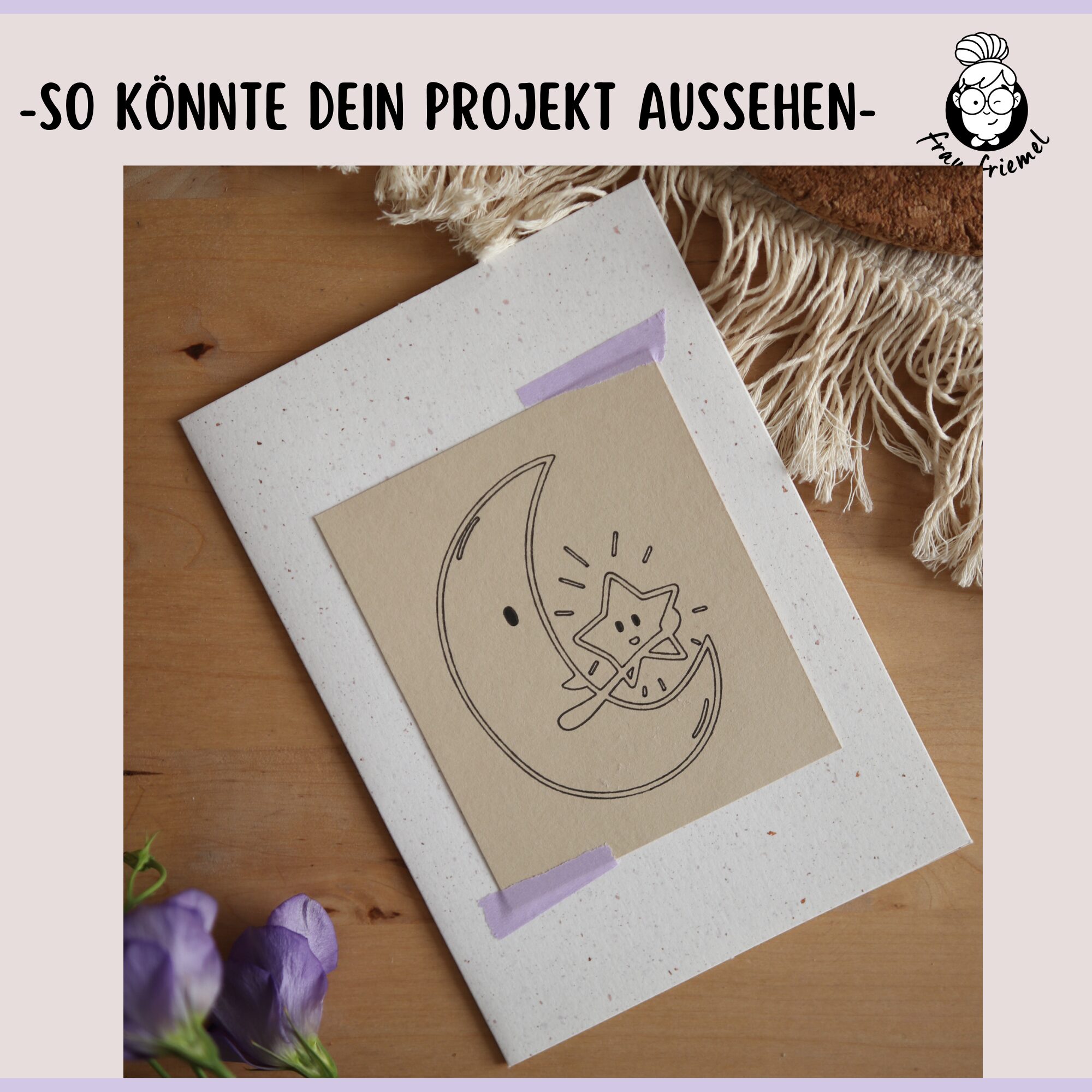 Plotterdatei Mond mit Sternen auf Karte