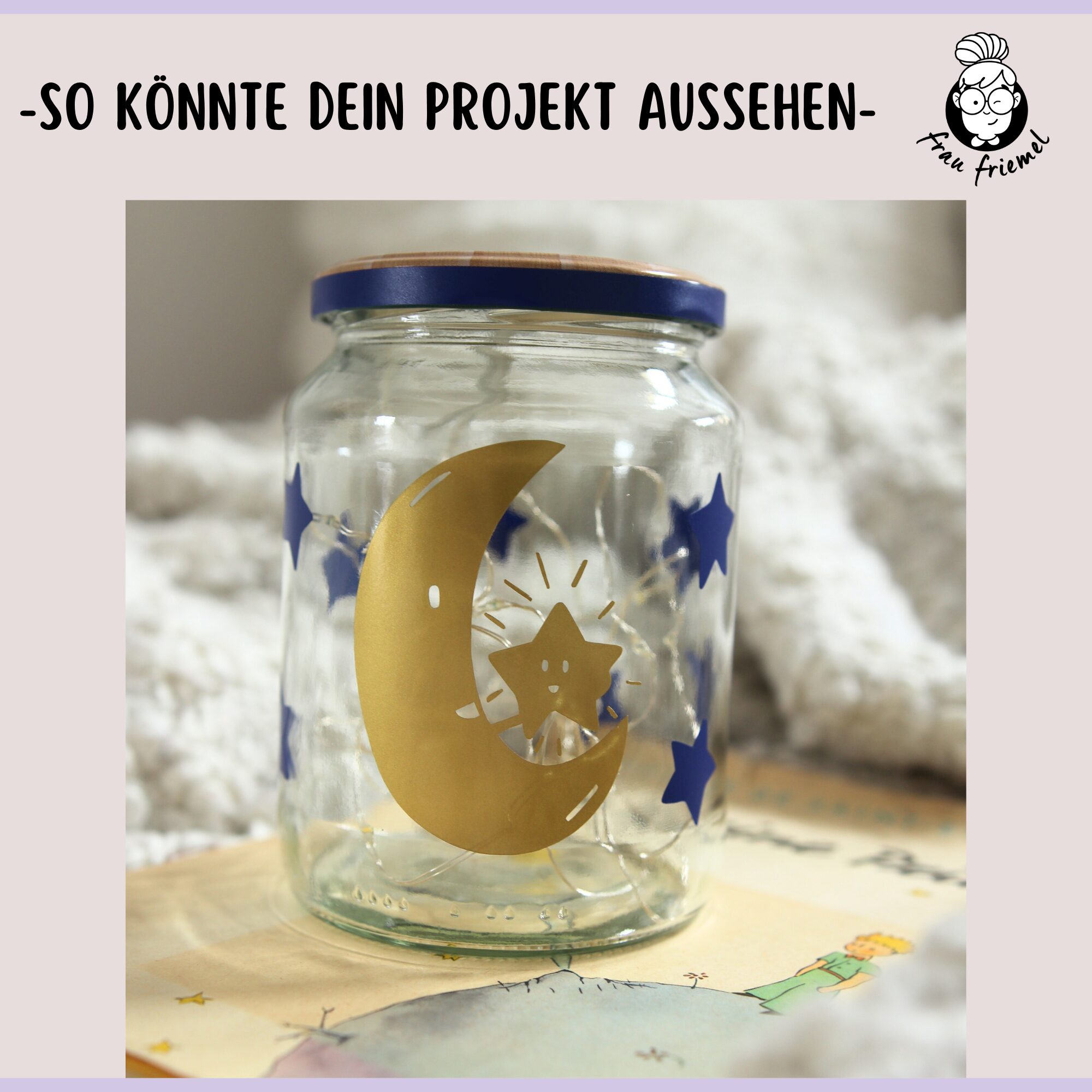 Plotterdatei Mond mit Sternen auf Leuchtglas