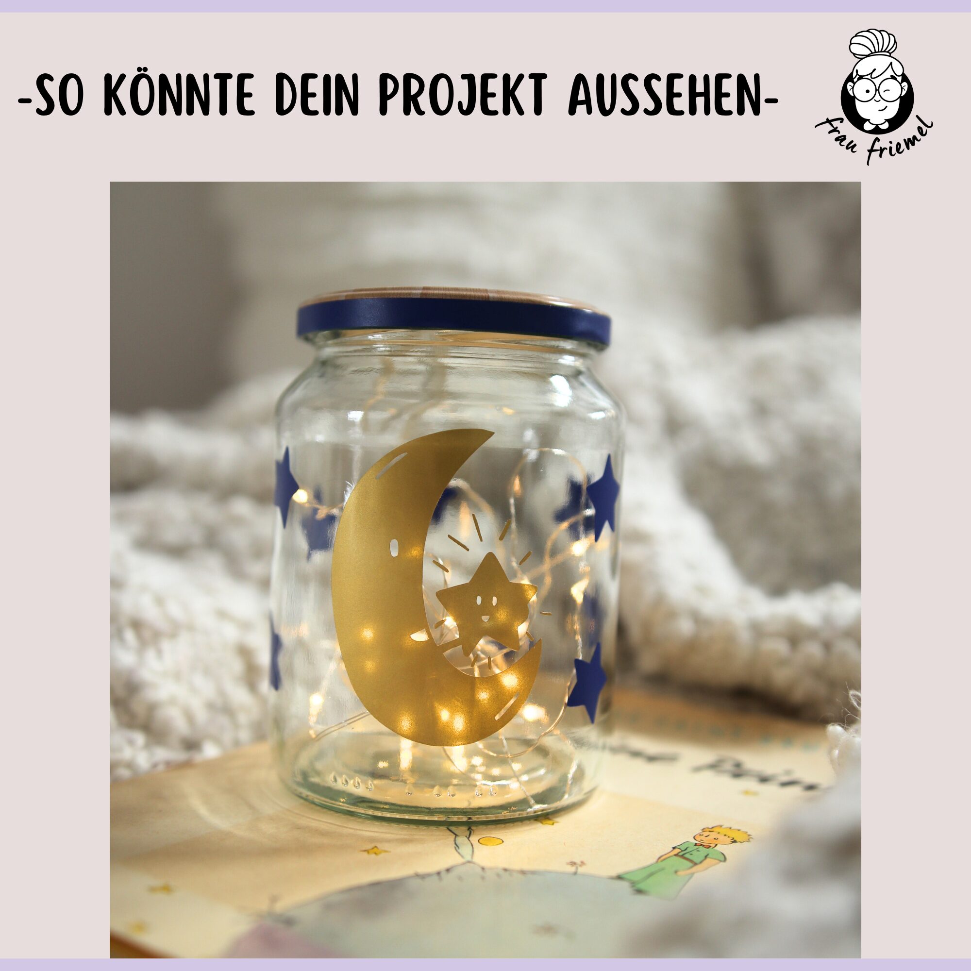 Plotterdatei Mond mit Sternen auf Leuchtglas