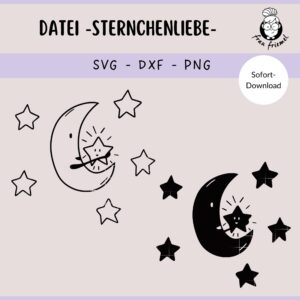 Plotterdatei Mond mit Sternen